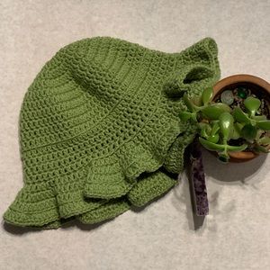 Light green handmade crochet Bucket hat